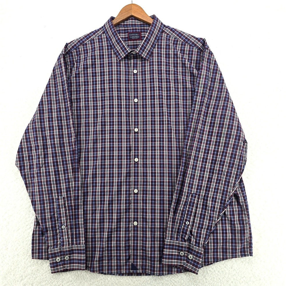 UNTUCKit Men's‎ XXX Large Plaid Button Down Shirt Long Sleeve Nylon Spandex - Picture 2 of 11